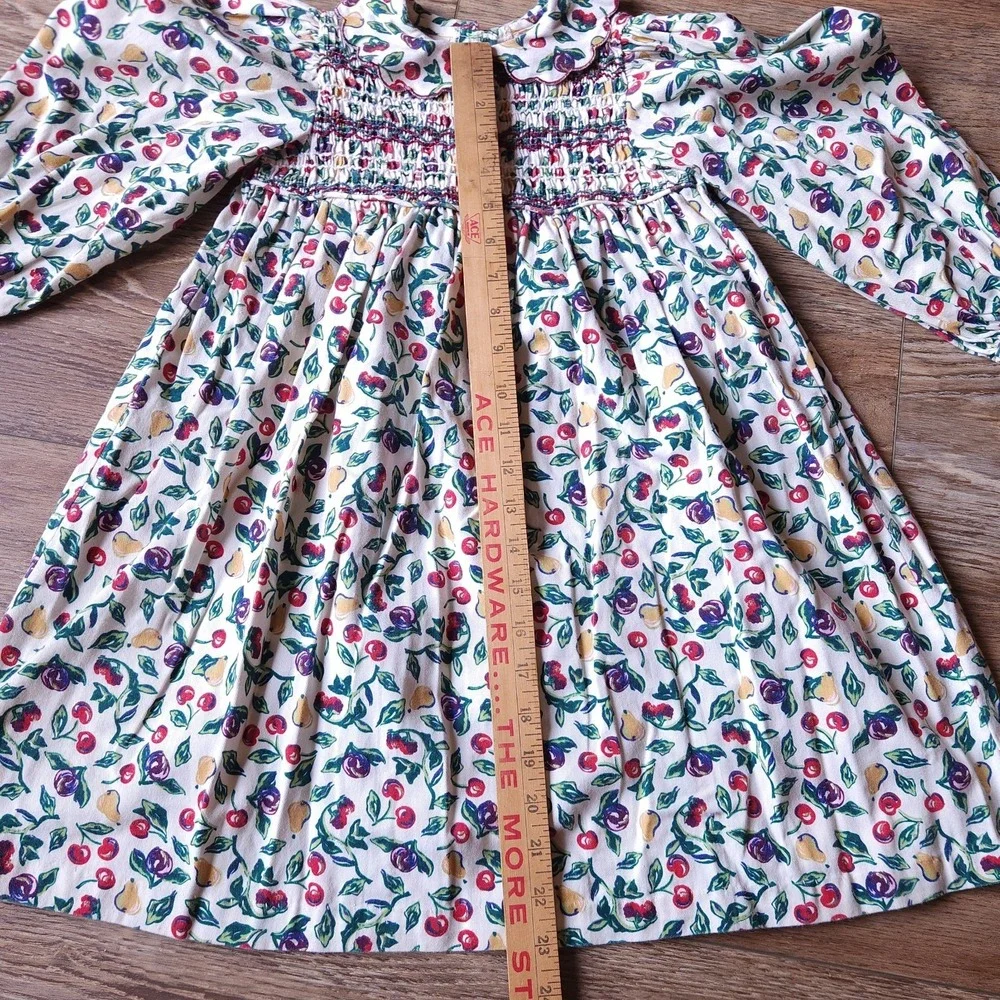 VTG OshKosh Collection Fruit Smocked Dress 5 Girls Corduroy Pears Cherries USA